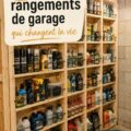 Un garage bien rangé avec des étagères et des bacs de rangement pratiques.