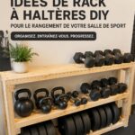 Un support d'haltères en bois DIY dans une salle de sport