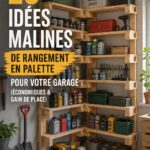 Garage organisé avec des rangements en palettes en bois