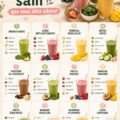 Smoothie sain et coloré prêt à déguster, rempli de fruits frais et de légumes.