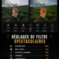 Capture d'écran montrant un réglage de filtre dramatique sur un iPhone.