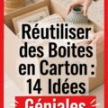 Une collection colorée de boîtes en carton réutilisées comme rangements décoratifs dans un salon.