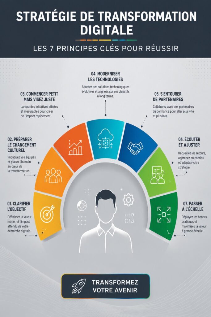 Stratégie de transformation numérique avec des graphiques et outils numériques