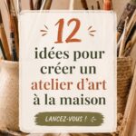 Un studio d'art aménagé avec des fournitures colorées et des œuvres d'art.