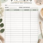 Femme utilisant une feuille de suivi des dépenses avec un ordinateur à portée de main.