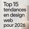 Un écran d'ordinateur montrant des tendances de design web pour 2026.