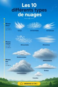 Ciel bleu avec différents types de nuages visibles