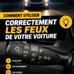 Voiture avec des feux allumés sur une route de nuit, illustrant l'importance de la sécurité routière.