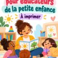 Affiche imprimable sur l'éducation et le soin des jeunes enfants, illustrée avec des couleurs vives.