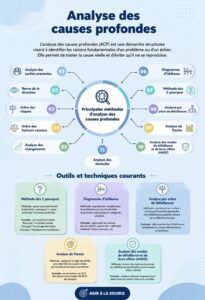 Image illustrant l'analyse des causes profondes dans un contexte professionnel.