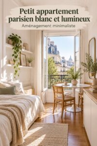 Petit appartement parisien lumineux avec décoration blanche et cosy