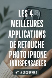 Quatre applications de retouche photo sur iPhone affichées sur un écran