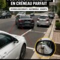 Femme au volant réussissant un créneau avec confiance