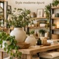 Banc d'entrée en bois moderne dans un intérieur accueillant