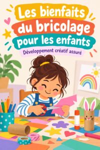Une maman accompagnant son enfant dans des activités manuelles avec des fournitures colorées sur la table.