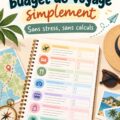 Femme souriante consultante son budget de voyage sur une carte