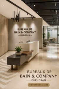 Bureaux modernes de Bain & Company à Gurugram, favorisant la collaboration.