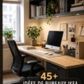 Bureau moderne IKEA avec des éléments décoratifs inspirants et un espace de travail organisé.