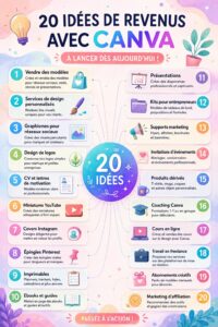 Exemples de designs créés avec Canva pour des projets professionnels.