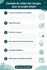 Modèle illustré de cahier des charges pour un projet simple
