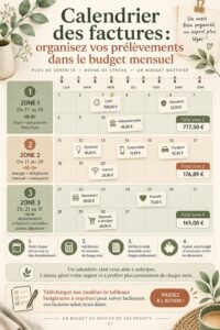 Illustration d'un calendrier des factures pour une meilleure gestion financière.