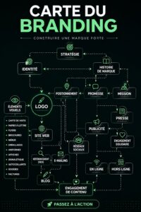 Illustration d'une carte de branding présentant les éléments clés pour construire une image de marque