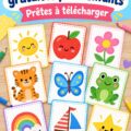 Une maman et son enfant utilisant des cartes imprimables à la maison