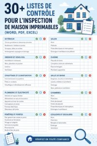 Modèle de check-list d'inspection immobilière conçu pour faciliter l'évaluation d'un bien immobilier.