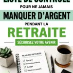 Illustration d'une checklist de retraite sur une table avec des accessoires financiers.