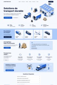 Illustration d'une landing page logistique attrayante avec des éléments de design accrocheurs.