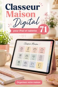 Classeur digital ouvert sur un iPad, avec des notes et des documents organisés