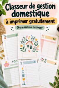 Classeur d'organisation maison à imprimer avec des onglets colorés