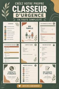 Classeur d'urgence organisé avec des documents importants pour la gestion budget