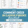 Classeur d'urgence familial ouvert sur une table, prêt à être rempli.