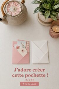 Une enveloppe de poche colorée et personnalisée sur fond lumineux.