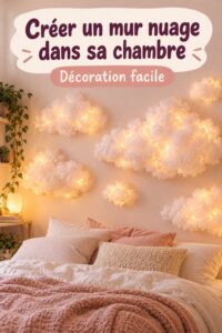 Un beau mur nuage décoré dans une chambre moderne, ajoutant une touche de douceur.