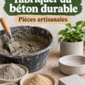 Femme réalisant un objet décoratif en béton dans un atelier créatif.