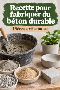 Femme réalisant un objet décoratif en béton dans un atelier créatif.