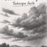 Un beau croquis de nuages illustrant différentes textures et ombres.