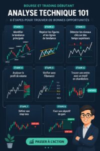 Femme utilisant un graphique d'analyse technique sur un ordinateur pour trader.