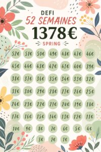 Femme heureuse comptant des économies après le défi des 52 semaines.