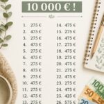 Femme souriante tenant un carnet d'épargne, entourée de billets et de pièces de monnaie.