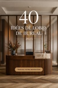 Design moderne d'un hall de bureau en 2025 avec des éléments accueillants et contemporains.