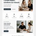 Un exemple inspirant de design de site web pour consultants, avec un agencement professionnel et accueillant.