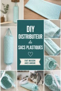 Projet DIY de distributeur de sacs en plastique dans une cuisine moderne.