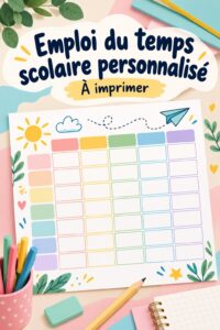 Un emploi du temps scolaire coloré inspiré de Stitch, affiché sur un mur.