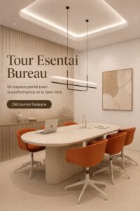 Vue de l'Esentai Tower, un espace de travail moderne et inspirant.