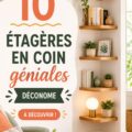 Étagère en coin en bois dans un intérieur chaleureux