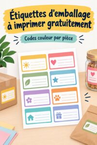 Étiquettes colorées pour organiser le rangement pendant un déménagement.