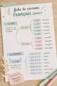 Fiche de révisions en poésie avec des notes et des illustrations